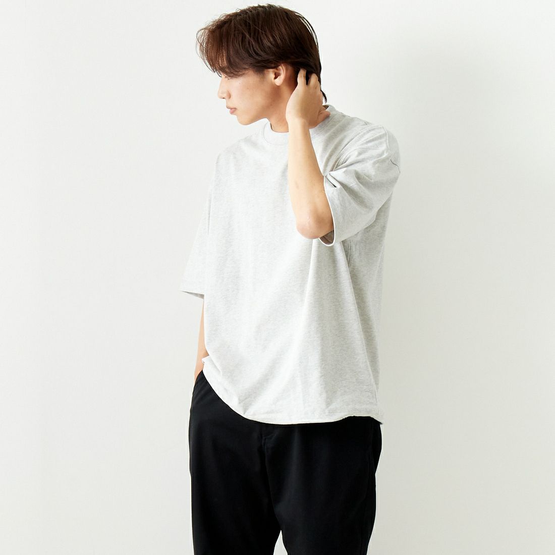 SLICK [スリック] ドローストリングTシャツ [5255850] 820 SNOW G &&モデル身長：179cm 着用サイズ：2&&