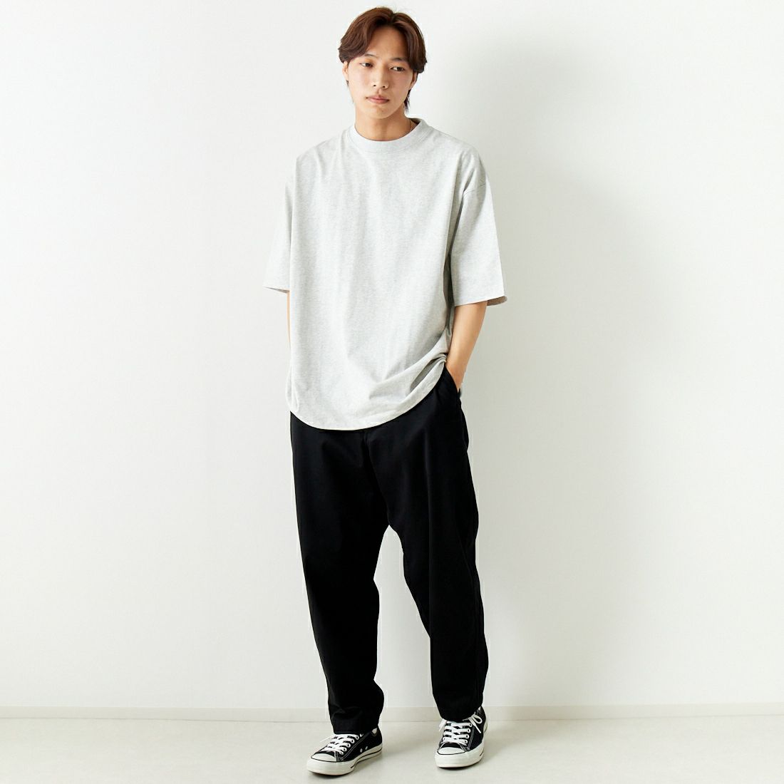 SLICK [スリック] ドローストリングTシャツ [5255850] 820 SNOW G &&モデル身長：179cm 着用サイズ：2&&