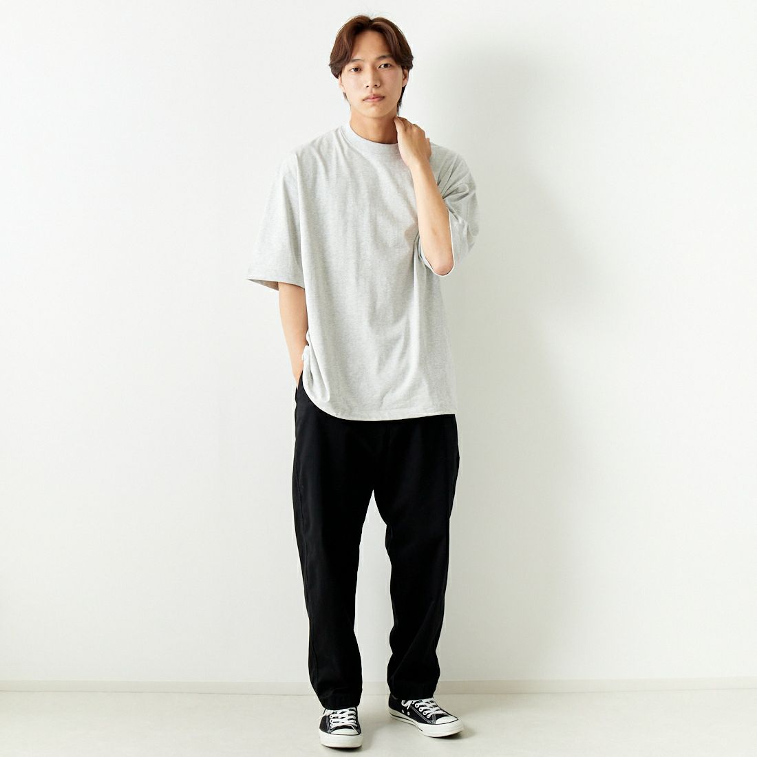 SLICK [スリック] ドローストリングTシャツ [5255850] 820 SNOW G &&モデル身長：179cm 着用サイズ：2&&