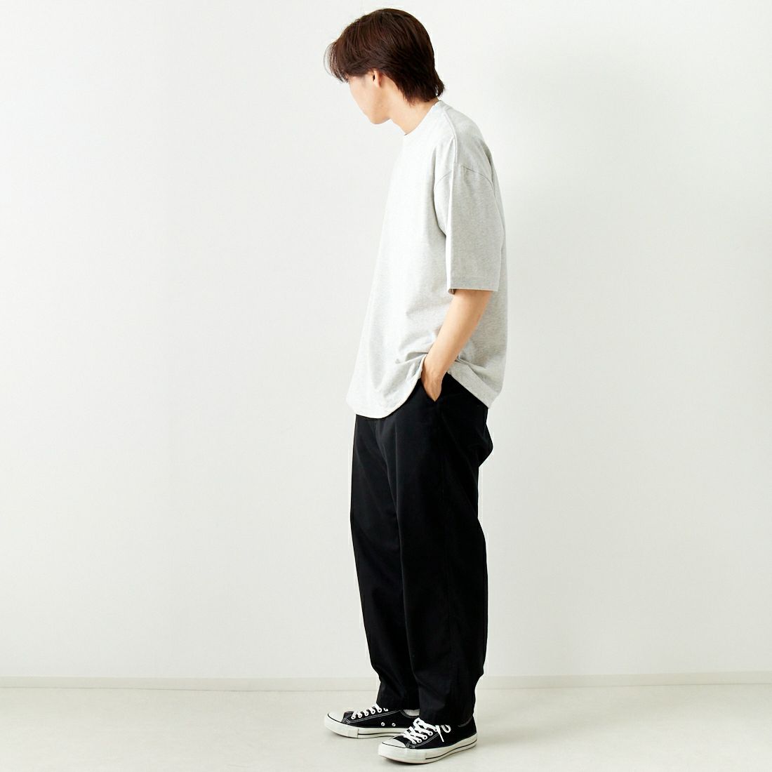 SLICK [スリック] ドローストリングTシャツ [5255850] 820 SNOW G &&モデル身長：179cm 着用サイズ：2&&