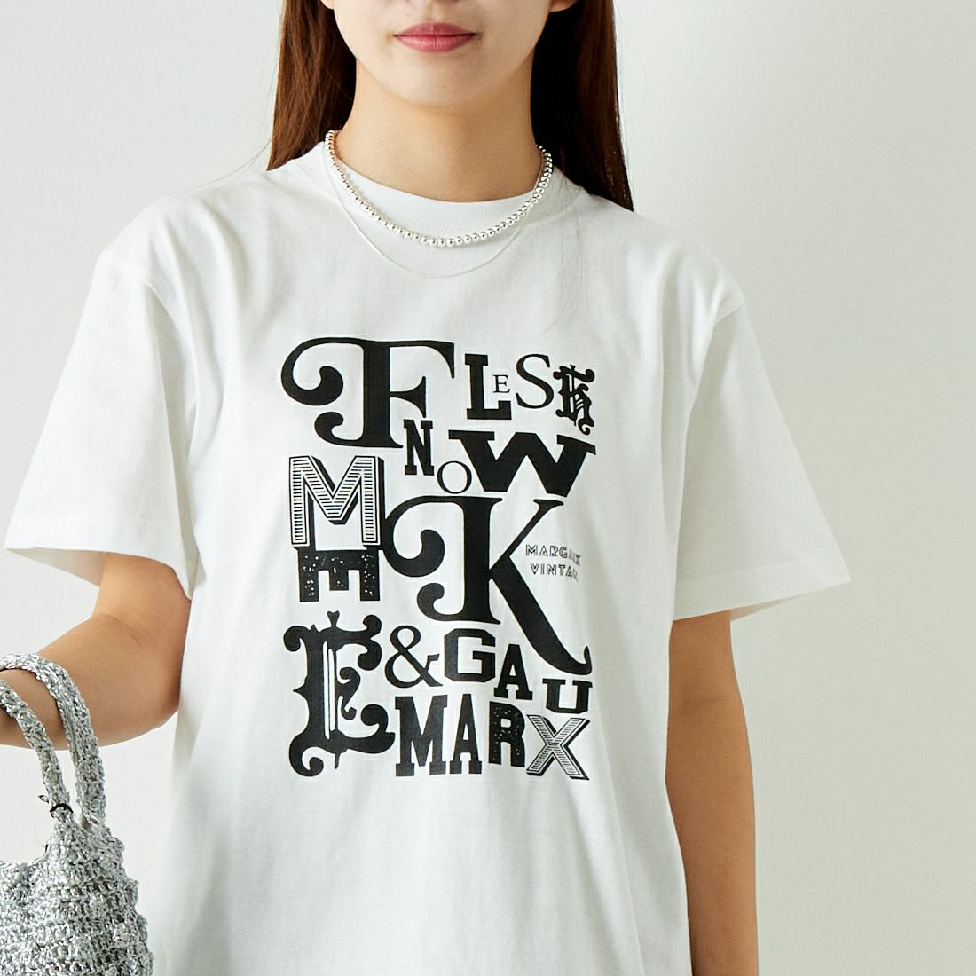 MARGAUX [マルゴー] フレッシュシルクスクリーンプリントTシャツ [MG-CT-24032-S] WHT/ﾛｺﾞBK