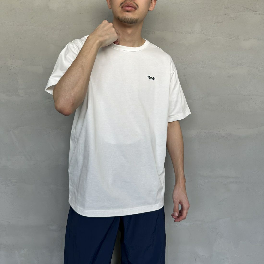 THE FOX [ザフォックス] 別注 ワンポイントロゴワッペン リンガーTシャツ [JF24SS-02-JF] OFF &&モデル身長：168cm 着用サイズ：L&&