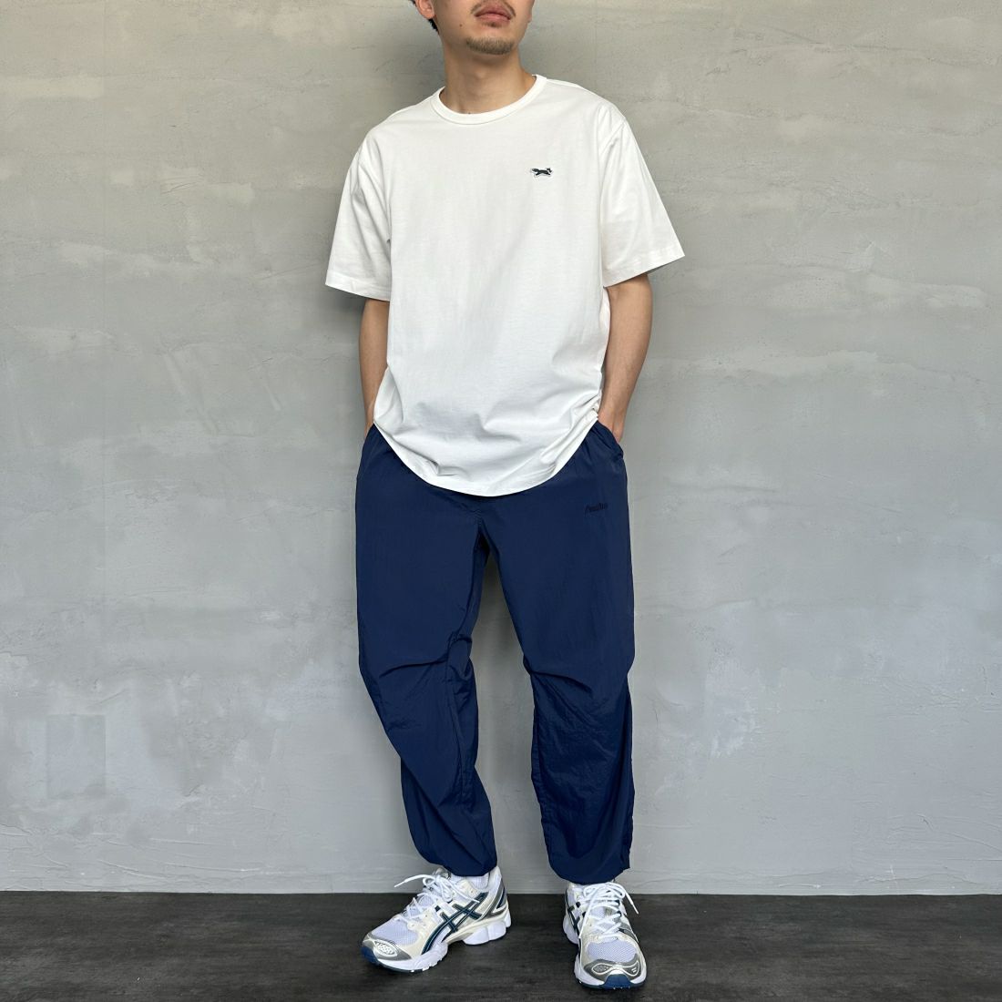 THE FOX [ザフォックス] 別注 ワンポイントロゴワッペン リンガーTシャツ [JF24SS-02-JF] OFF &&モデル身長：168cm 着用サイズ：L&&