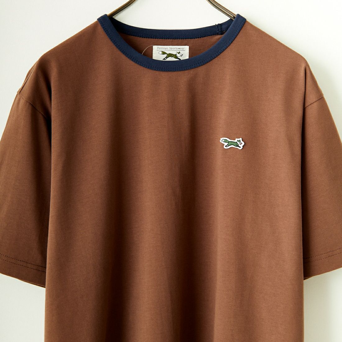THE FOX [ザフォックス] 別注 ワンポイントロゴワッペン リンガーTシャツ [JF24SS-02-JF] BRN/NVY