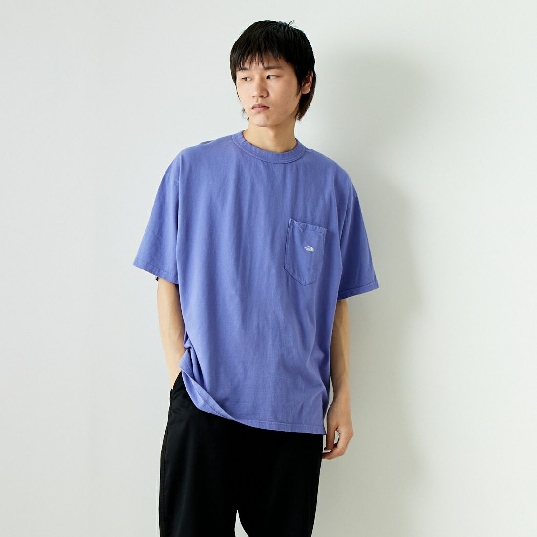 THE NORTH FACE PURPLE LABEL [ザ ノースフェイス パープルレーベル] 7OZ ポケットTシャツ [NT3366N] SO SP/OW &&モデル身長：182cm 着用サイズ：XL&&