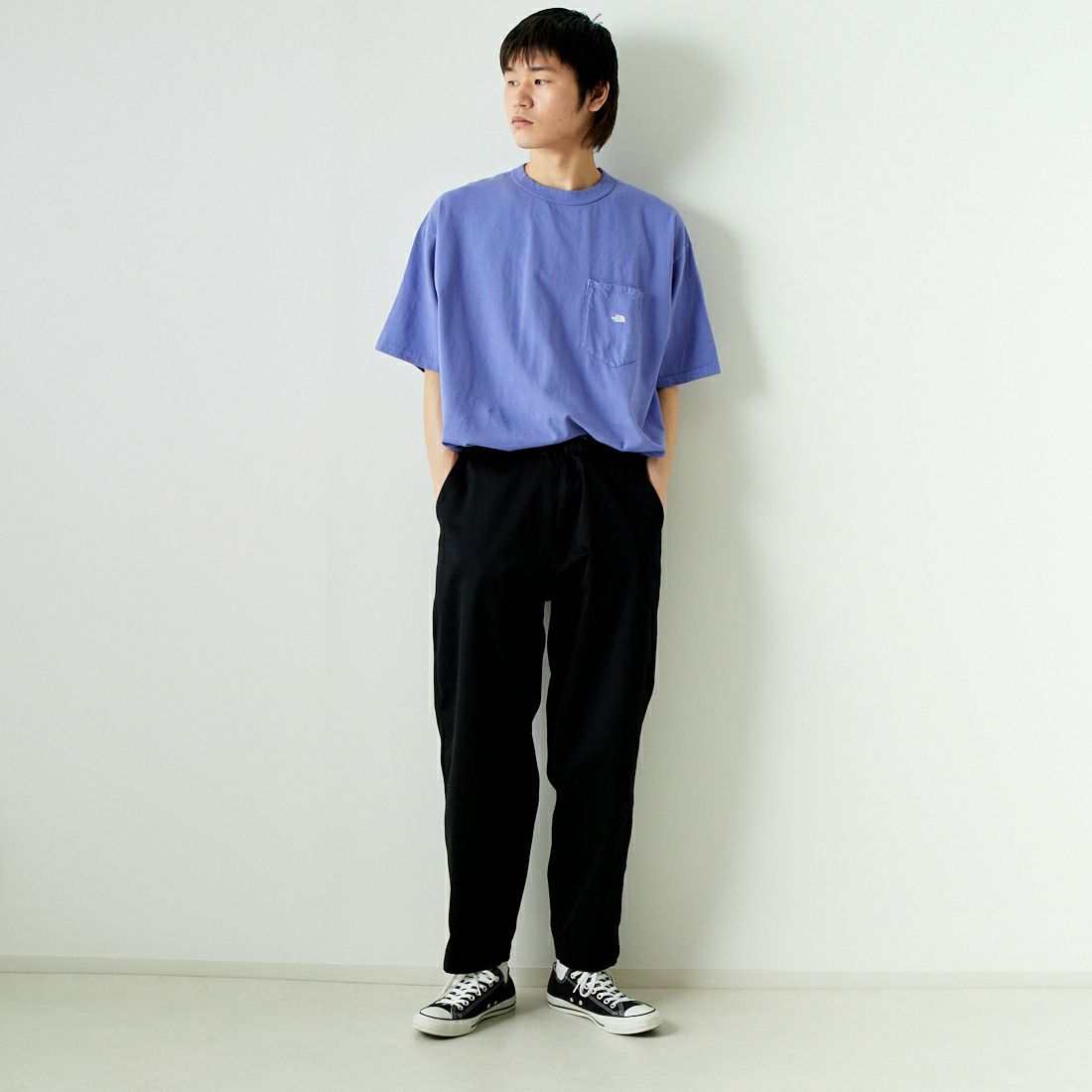 THE NORTH FACE PURPLE LABEL [ザ ノースフェイス パープルレーベル] 7OZ ポケットTシャツ [NT3366N] SO SP/OW &&モデル身長：182cm 着用サイズ：XL&&