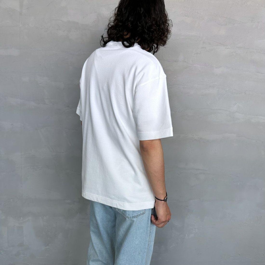CHUMS [チャムス] ブービーロゴ刺繍 オーバーサイズ鹿の子Tシャツ [CH02-1186] W001 WHITE &&モデル身長：173cm 着用サイズ：M&&
