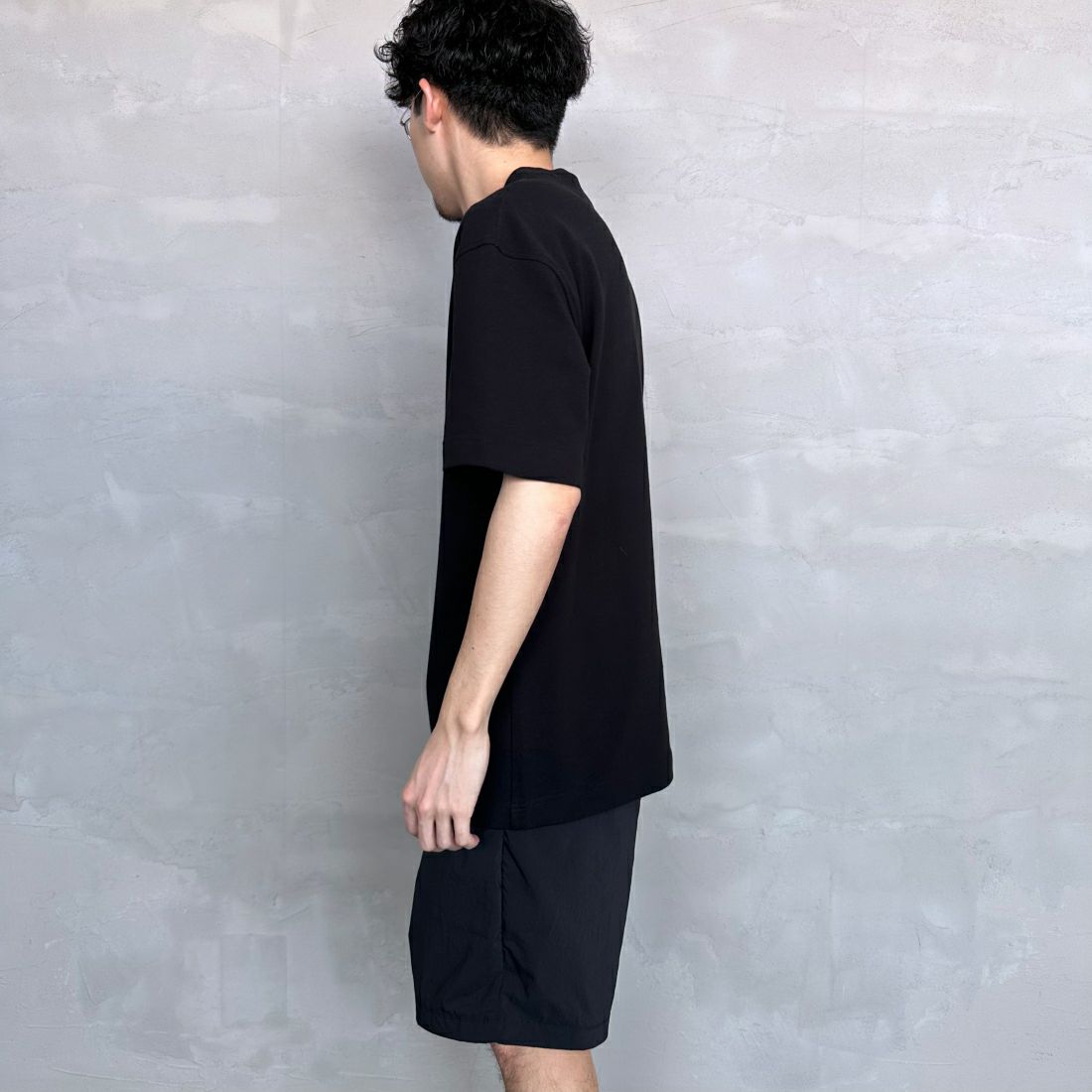 CHUMS [チャムス] ブービーロゴ刺繍 オーバーサイズ鹿の子Tシャツ [CH02-1186] K001 BLACK &&モデル身長：168cm 着用サイズ：M&&