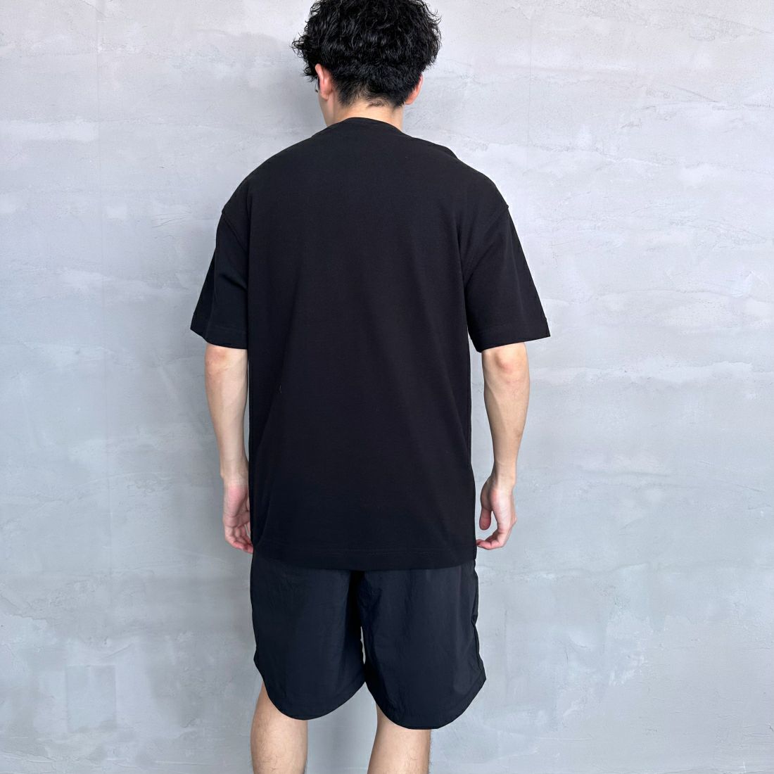 CHUMS [チャムス] ブービーロゴ刺繍 オーバーサイズ鹿の子Tシャツ [CH02-1186] K001 BLACK &&モデル身長：168cm 着用サイズ：M&&