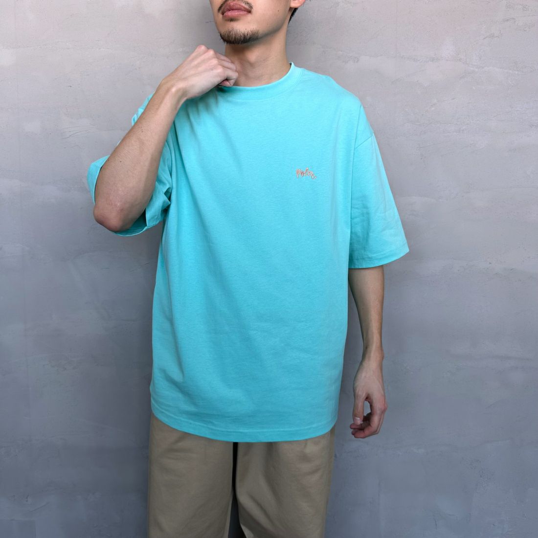 POLeR [ポーラー] 別注 POPPY フラワーバックプリント ショートスリーブTシャツ [249MCV0010-JF] MT.BLUE &&モデル身長：168cm 着用サイズ：L&&