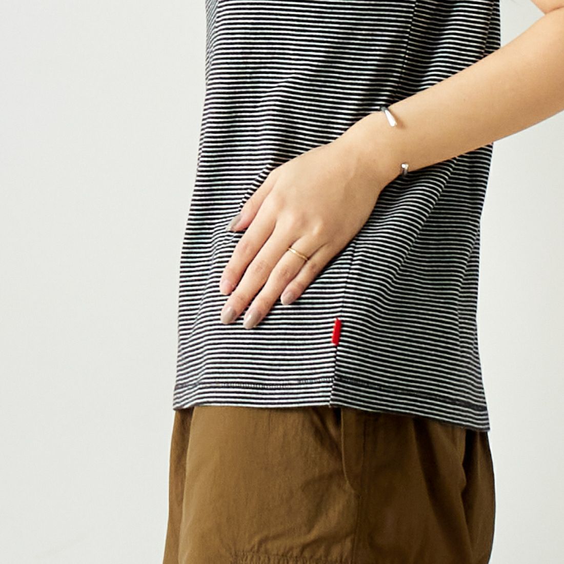 Health knit [ヘルスニット] ナローボーダー スリーブレスTシャツ [51016] BLK/NAT
