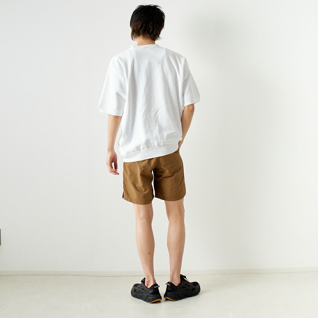 GRAMiCCi [グラミチ] ナイロンパッカブルショーツ [G4SM-P146] COYOTE &&モデル身長：182cm 着用サイズ：M&&