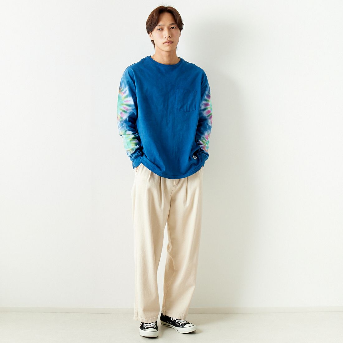 ILL ONE EIGHTY [イル ワンエイティ] タイダイ染めTシャツ [ILL241-28D] TIEDYE &&モデル身長：179cm 着用サイズ：M&&