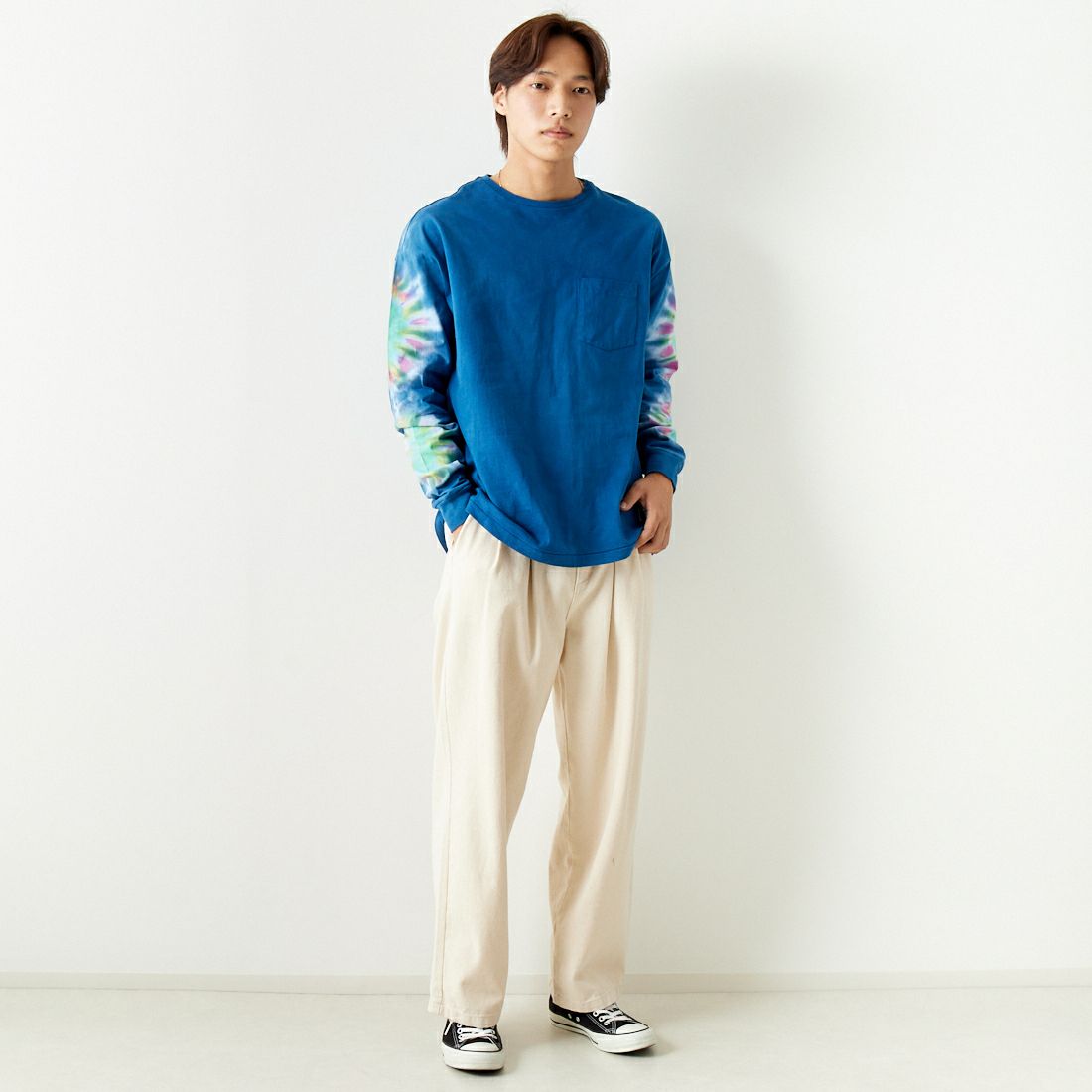 ILL ONE EIGHTY [イル ワンエイティ] タイダイ染めTシャツ [ILL241-28D] TIEDYE &&モデル身長：179cm 着用サイズ：M&&