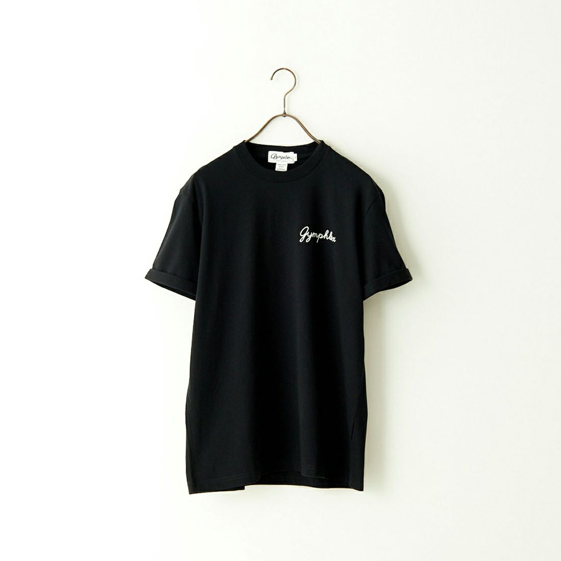 Gymphlex [ジムフレックス] ロールアップスリーブ ロゴ刺繍Tシャツ [J-1155CH] BLACK