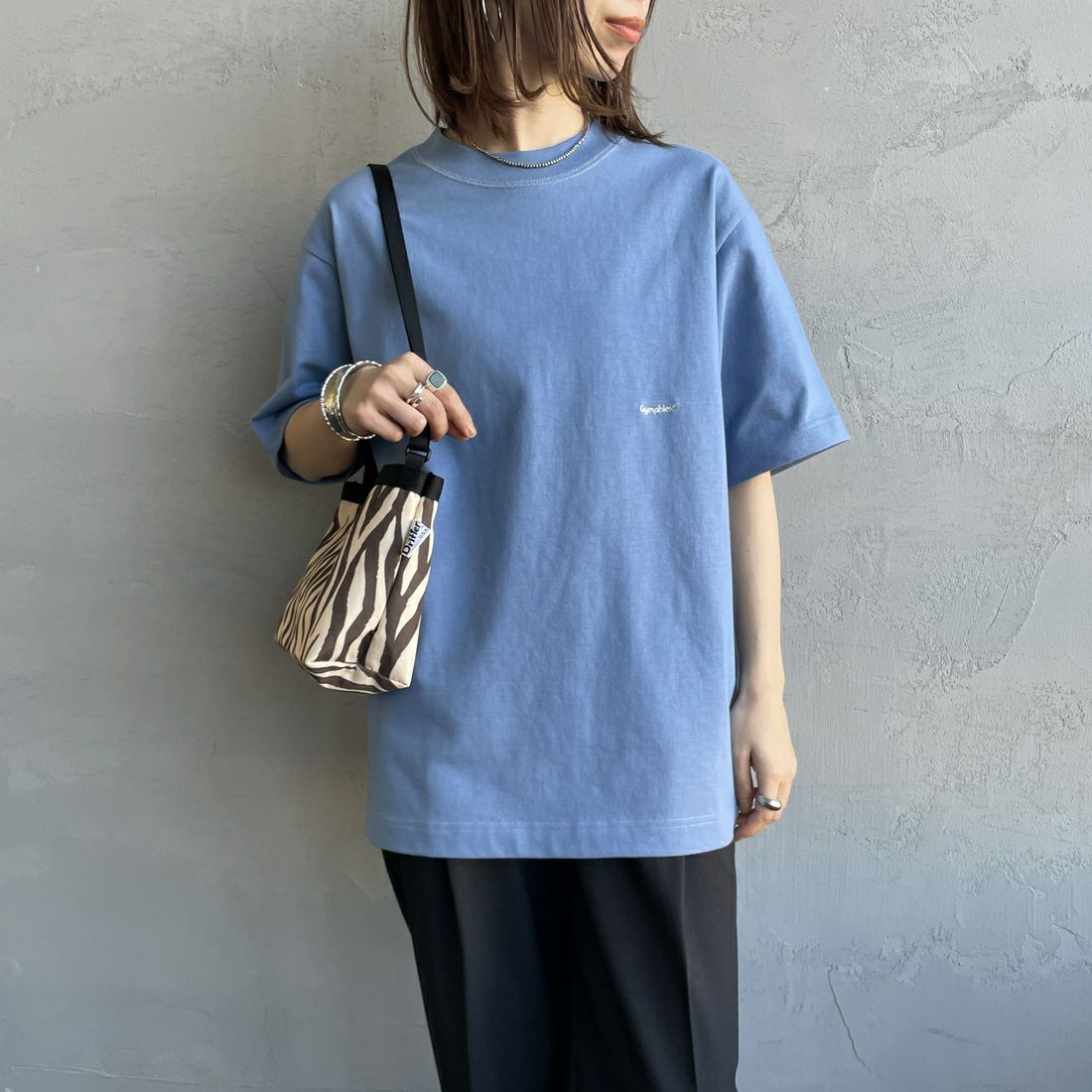 Gymphlex [ジムフレックス] ヘビーウェイトジャージー ショートスリーブTシャツ [J-9271HWJ] LT.BLU GRY &&モデル身長：158cm 着用サイズ：XS&&