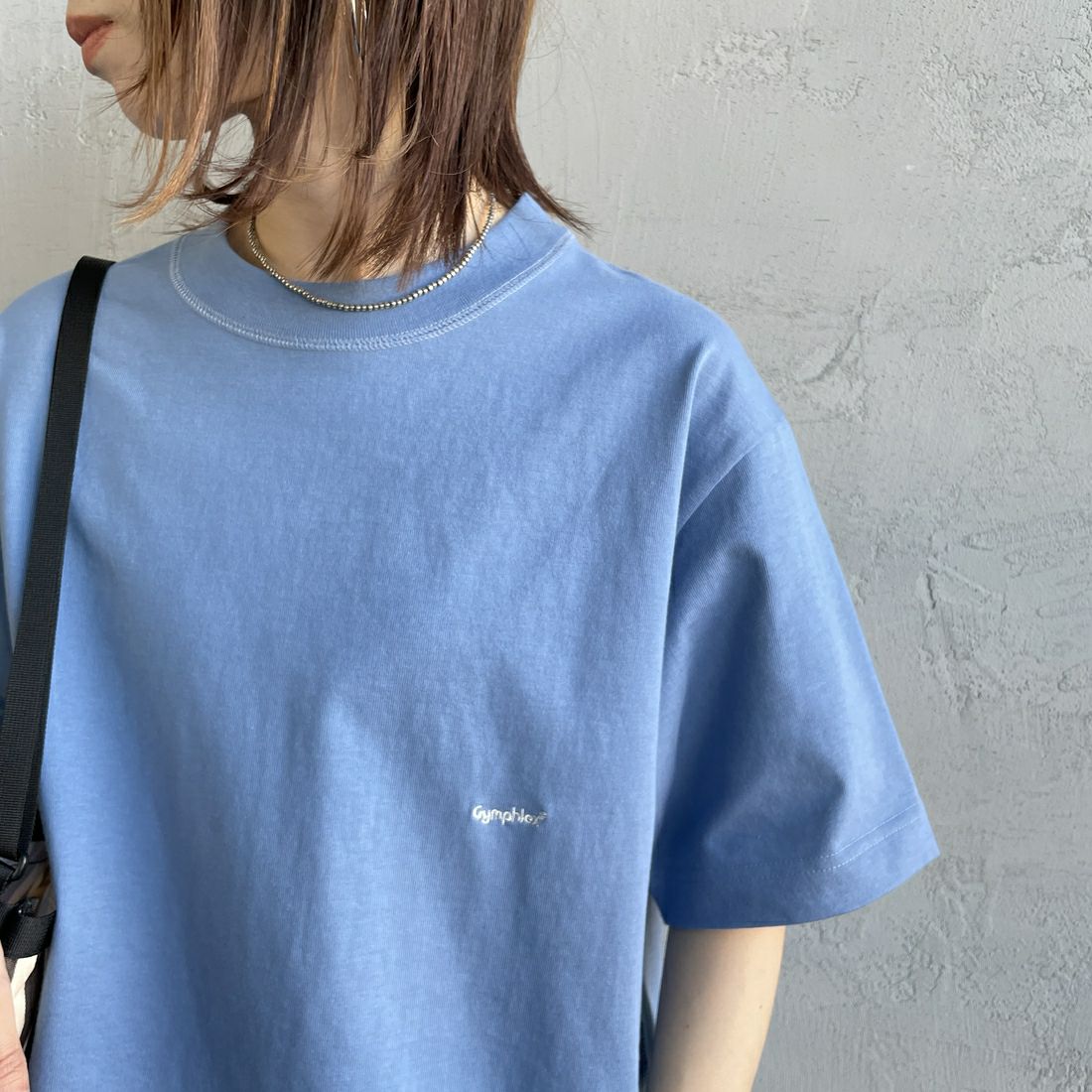 Gymphlex [ジムフレックス] ヘビーウェイトジャージー ショートスリーブTシャツ [J-9271HWJ] LT.BLU GRY &&モデル身長：158cm 着用サイズ：XS&&