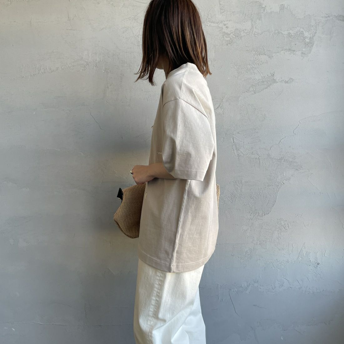 Gymphlex [ジムフレックス] ヘビーウェイトジャージー ショートスリーブTシャツ [J-9271HWJ] GREIGE &&モデル身長：158cm 着用サイズ：XS&&