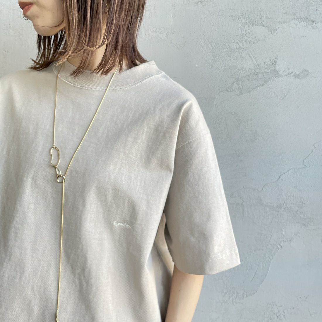 Gymphlex [ジムフレックス] ヘビーウェイトジャージー ショートスリーブTシャツ [J-9271HWJ] GREIGE &&モデル身長：158cm 着用サイズ：XS&&