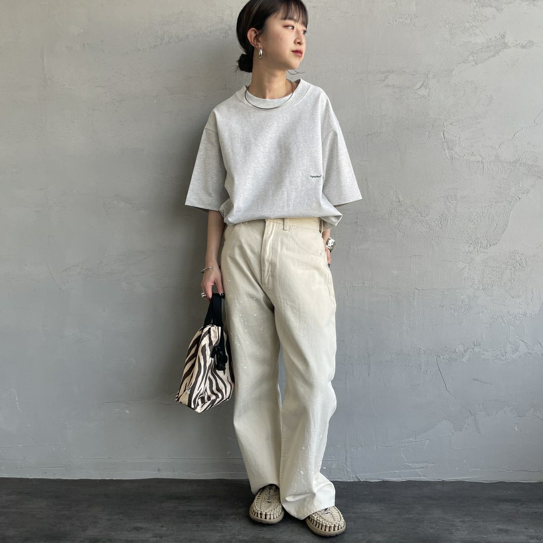 Gymphlex [ジムフレックス] ヘビーウェイトジャージー ショートスリーブTシャツ [J-9271HWJ] H.LT.GREY &&モデル身長：150cm 着用サイズ：XS&&