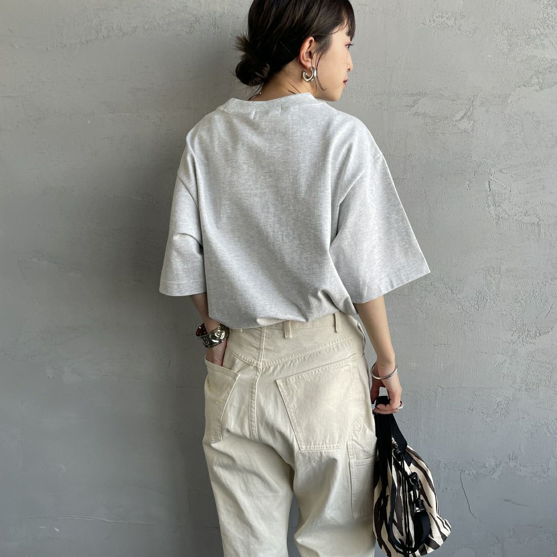 Gymphlex [ジムフレックス] ヘビーウェイトジャージー ショートスリーブTシャツ [J-9271HWJ] H.LT.GREY &&モデル身長：150cm 着用サイズ：XS&&