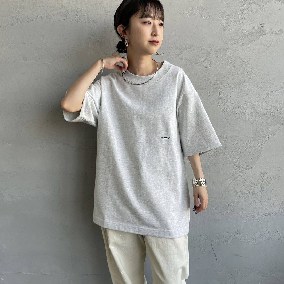 Gymphlex [ジムフレックス] ヘビーウェイトジャージー ショートスリーブTシャツ [J-9271HWJ] H.LT.GREY &&モデル身長：150cm 着用サイズ：XS&&
