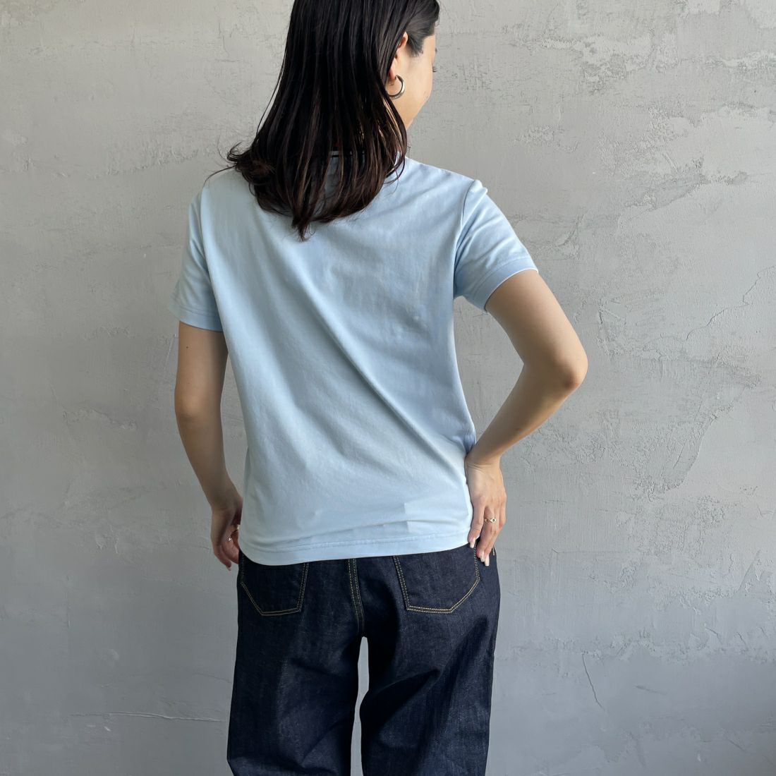 Gymphlex [ジムフレックス] クルーネック ニットラインTシャツ [GY-C0327CCB] SAX BLUE &&モデル身長：163cm 着用サイズ：14&&
