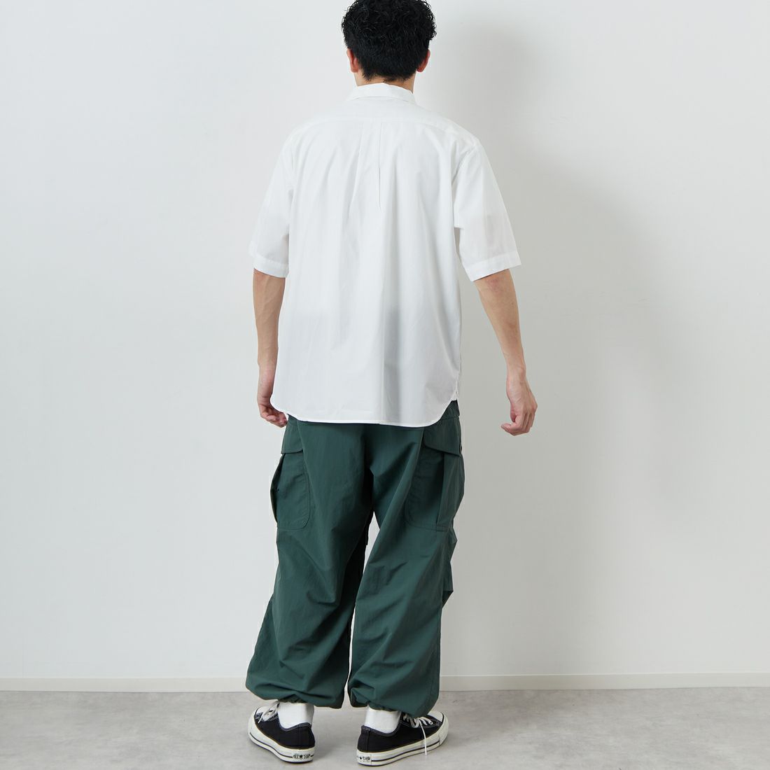 DANTON [ダントン] プレーン ワークシャツ [DT-B0049CPL] WHITE &&モデル身長：168cm 着用サイズ：40&&