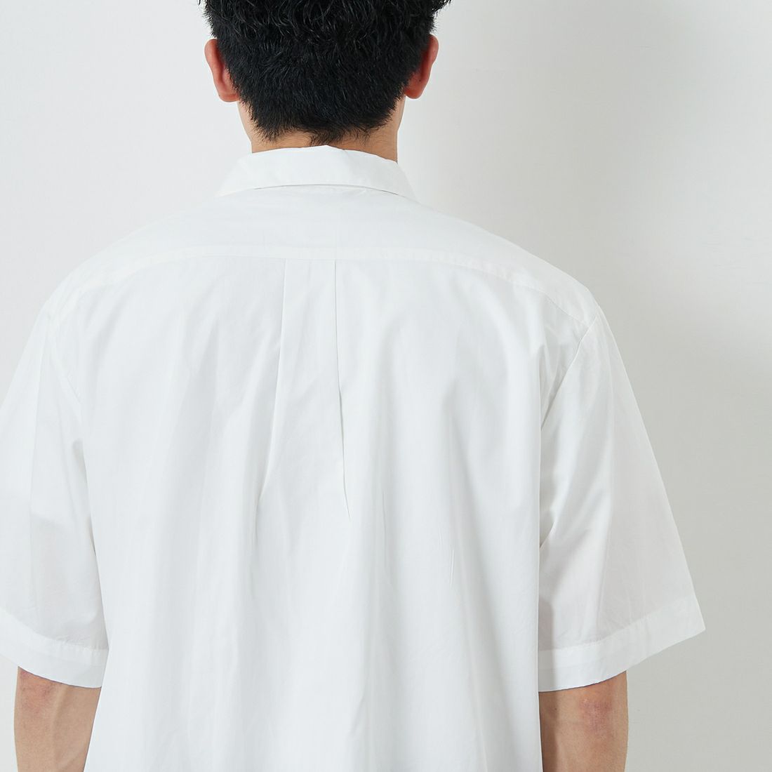 DANTON [ダントン] プレーン ワークシャツ [DT-B0049CPL] WHITE &&モデル身長：168cm 着用サイズ：40&&