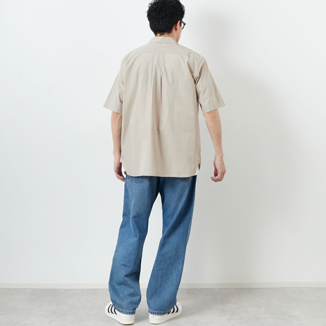 DANTON [ダントン] プレーン ワークシャツ [DT-B0049CPL] GREIGE &&モデル身長：168cm 着用サイズ：38&&