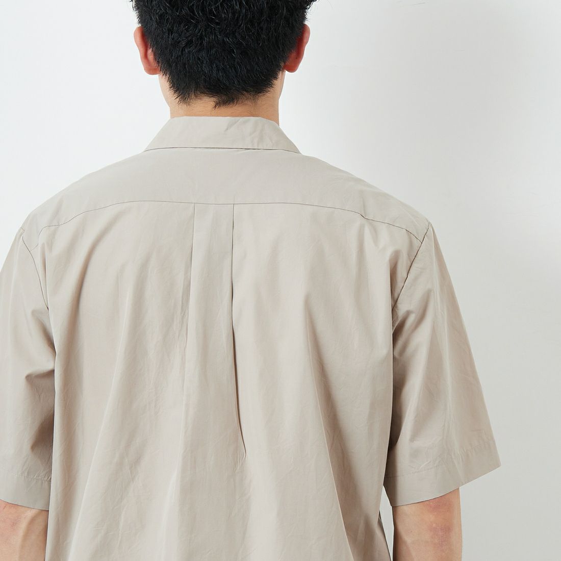 DANTON [ダントン] プレーン ワークシャツ [DT-B0049CPL] GREIGE &&モデル身長：168cm 着用サイズ：38&&