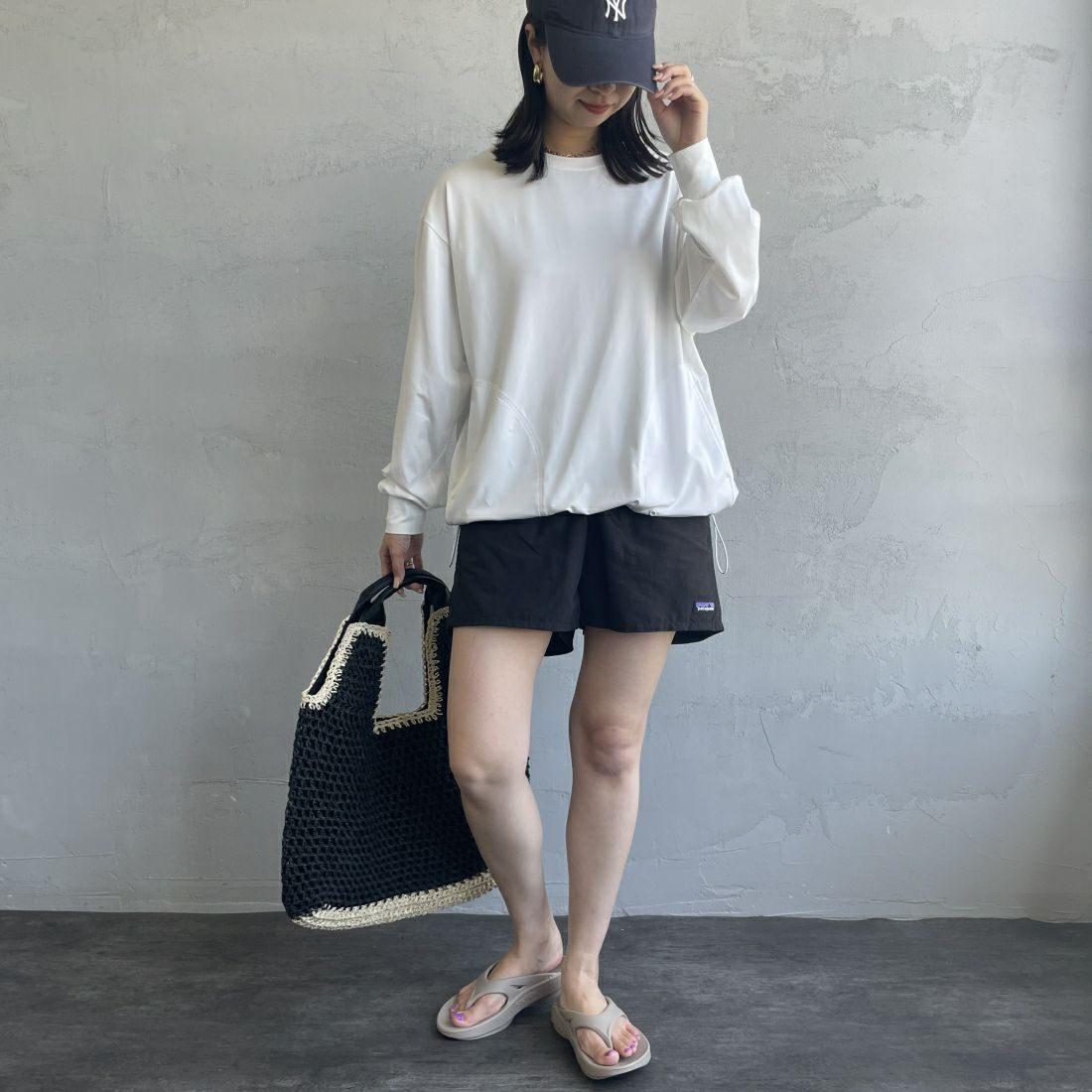 Jeans Factory Clothes [ジーンズファクトリークローズ] 裾ドローコードラッシュガードTシャツ [IN2-CST-4] WHITE