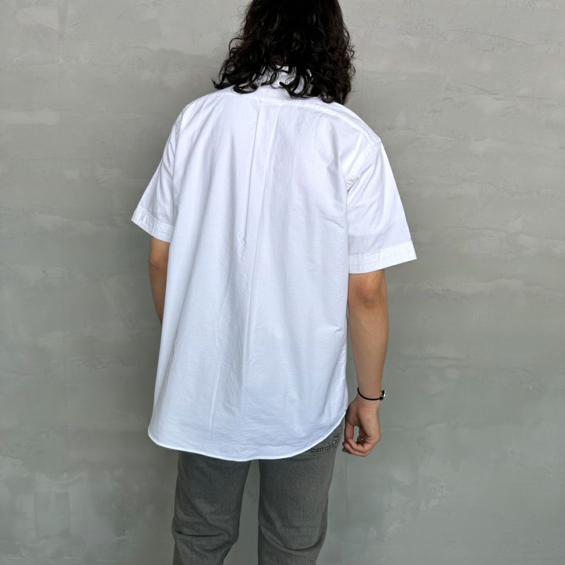Gymphlex [ジムフレックス] ボタンダウン ショートスリーブシャツ [GY-B0244SOX] WHITE &&モデル身長：173cm 着用サイズ：M&&