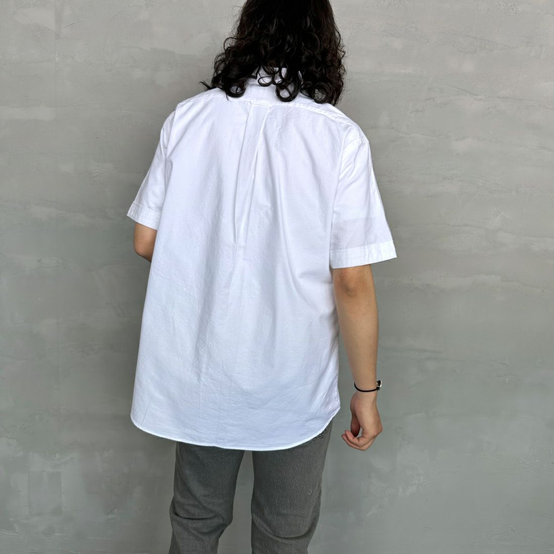 Gymphlex [ジムフレックス] ボタンダウン ショートスリーブシャツ [GY-B0244SOX] WHITE &&モデル身長：173cm 着用サイズ：L&&