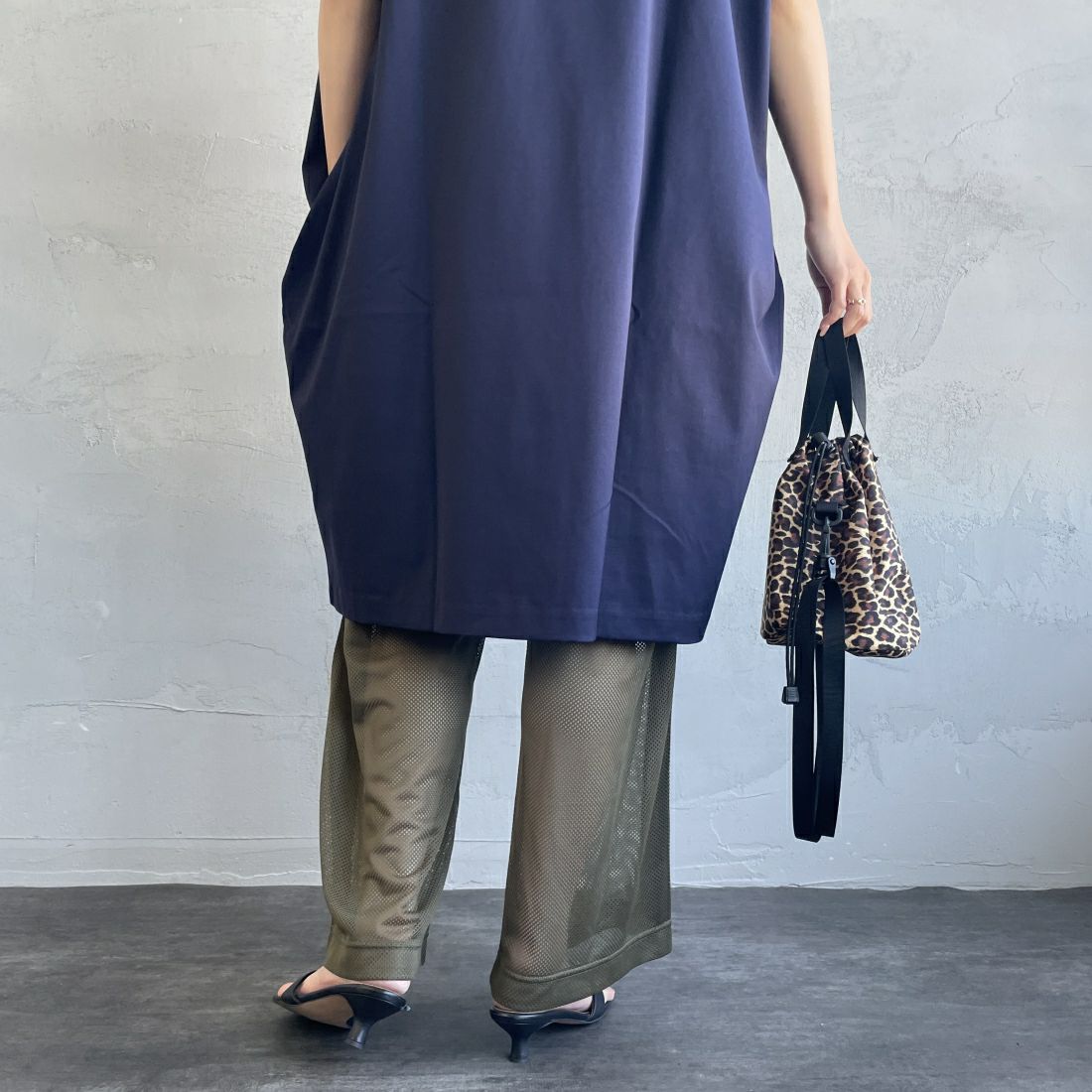 Jeans Factory Clothes [ジーンズファクトリークローズ] メッシュパンツ [IN9-PT-4] KHAKI &&モデル身長：163cm 着用サイズ：F&&