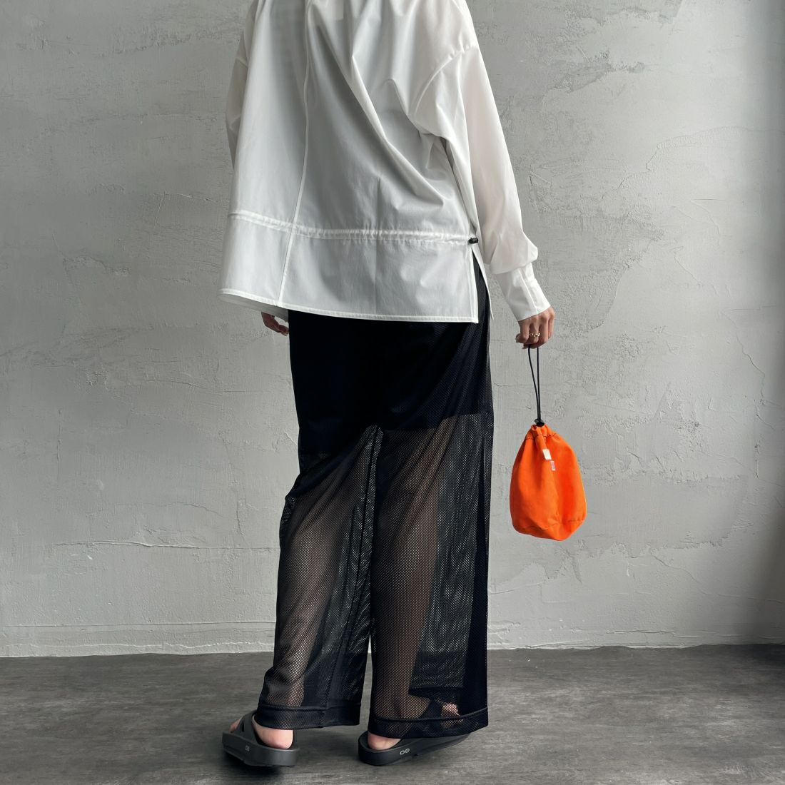 Jeans Factory Clothes [ジーンズファクトリークローズ] メッシュパンツ [IN9-PT-4] BLACK &&モデル身長：163cm 着用サイズ：F&&