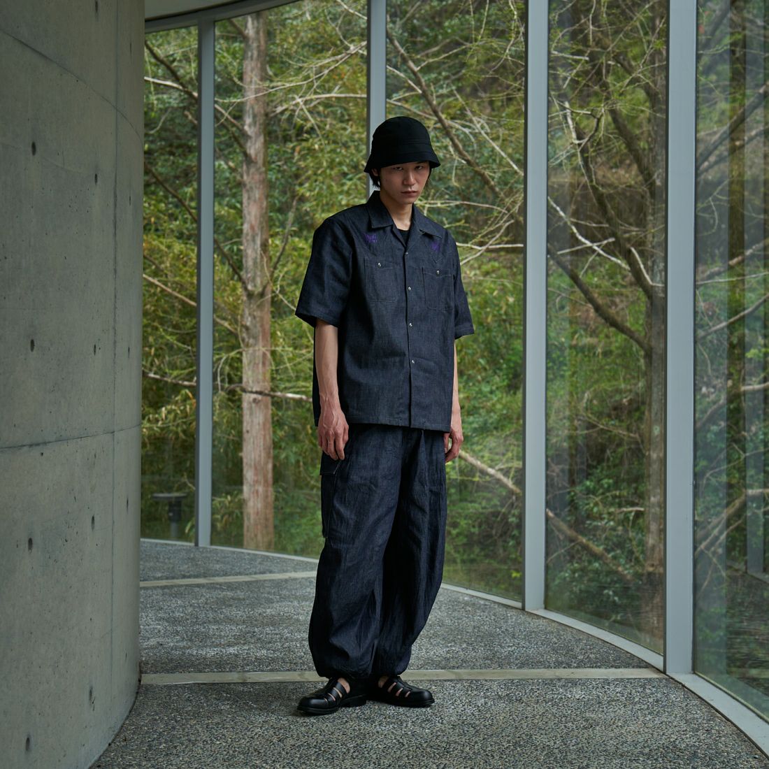 Needles [ニードルズ] 別注 BDUヒザデルデニムパンツ [OT1689-JF] INDIGO&&モデル身長：182cm 着用サイズ：XS&&