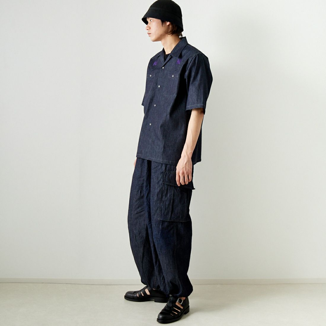 Needles [ニードルズ] 別注 BDUヒザデルデニムパンツ [OT1689-JF] INDIGO&&モデル身長：182cm 着用サイズ：S&&