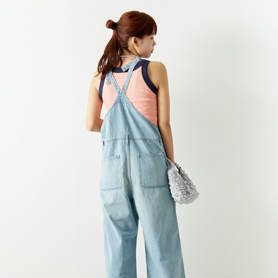 Johnbull [ジョンブル] 11オンスデニムワークサロペット [JL241P37] 017 ﾌｪｰﾄﾞ &&モデル身長：167cm 着用サイズ：M&&