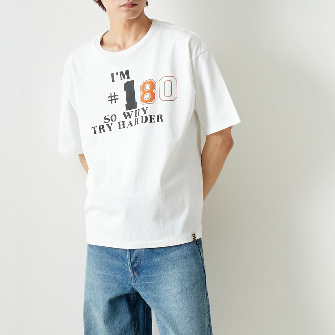 ILL ONE EIGHTY [イル ワンエイティ] FAT BOY Tシャツ [ILL241-24] WHITE &&モデル身長：182cm 着用サイズ：L&&