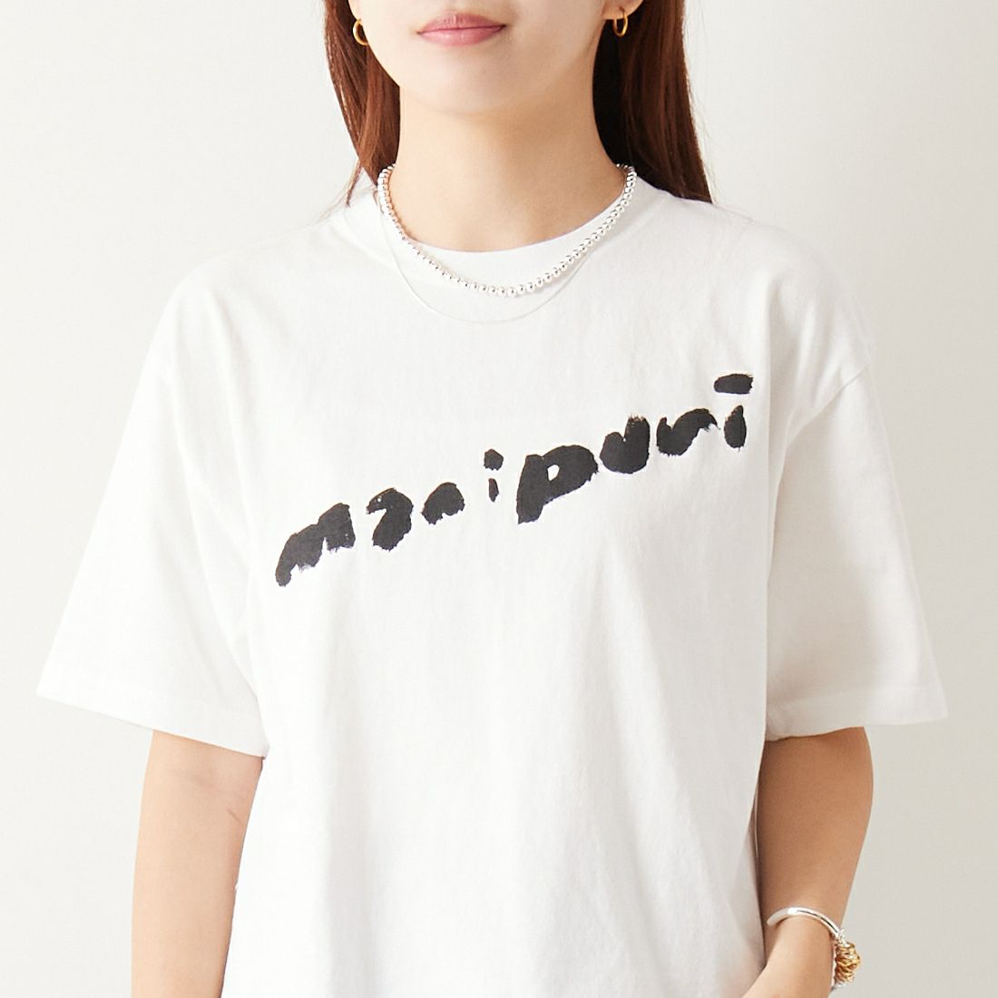 manipuri [マニプリ] グリーンフラワーミドルTシャツ [0141413105] 10 WHITE