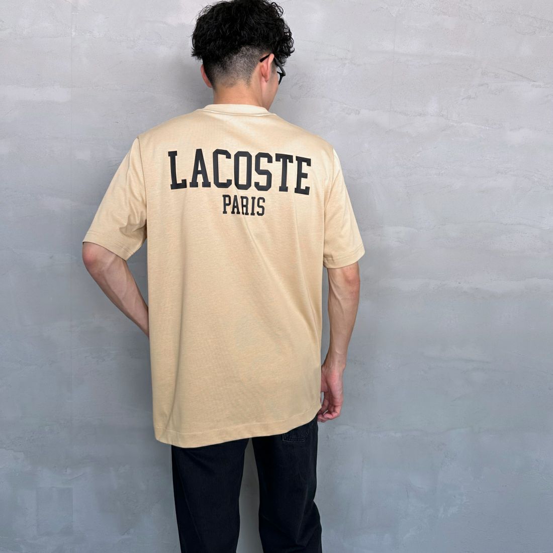 LACOSTE [ラコステ] バックプリントベーシックTシャツ [TH4705] IXQ CROISS &&モデル身長：168cm 着用サイズ：3&&