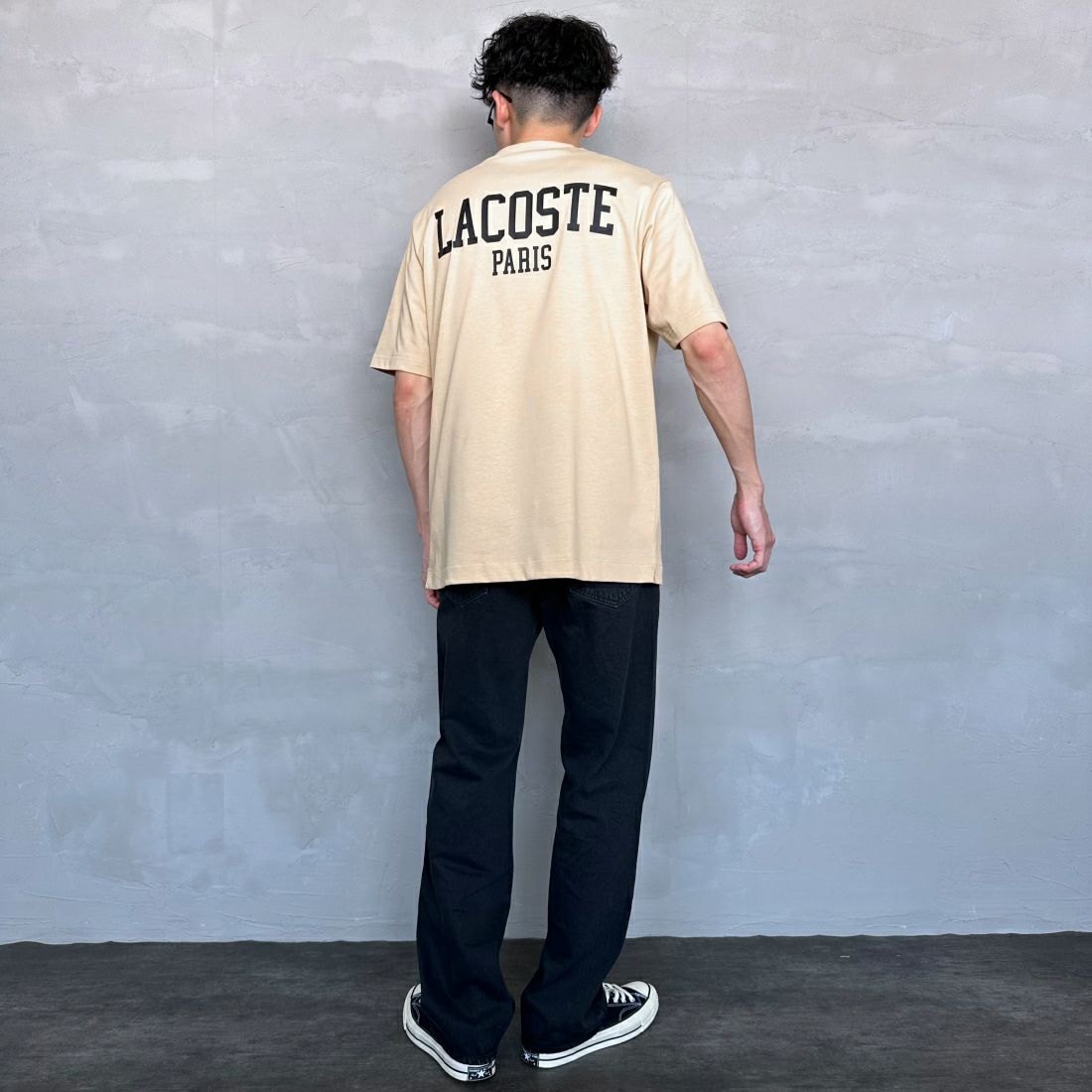 LACOSTE [ラコステ] バックプリントベーシックTシャツ [TH4705] IXQ CROISS &&モデル身長：168cm 着用サイズ：3&&