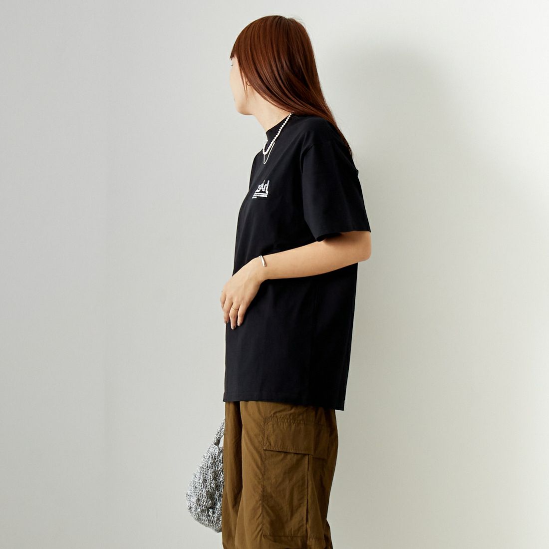 X-girl [エックスガール] トリプルミルズロゴTシャツ [105241011014] BLACK &&モデル身長：167cm 着用サイズ：M&&