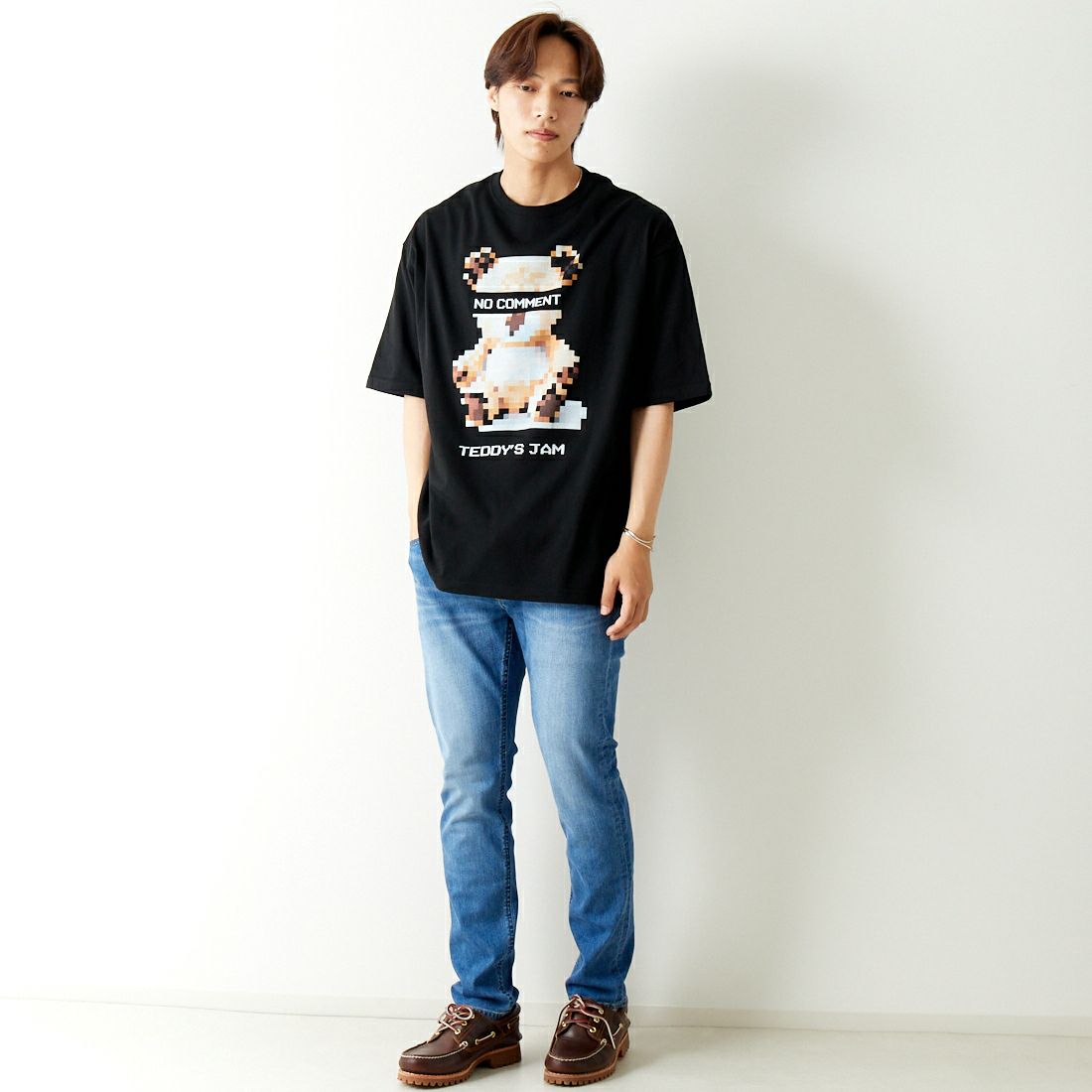 NO COMMENT PARIS [ノーコメントパリ] ショートスリーブ プリントTシャツ [NC-OT0042] BLACK &&モデル身長：179cm 着用サイズ：L&&