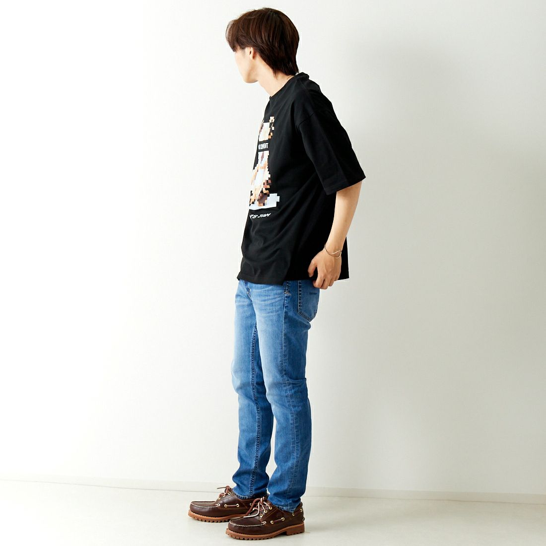 NO COMMENT PARIS [ノーコメントパリ] ショートスリーブ プリントTシャツ [NC-OT0042] BLACK &&モデル身長：179cm 着用サイズ：L&&