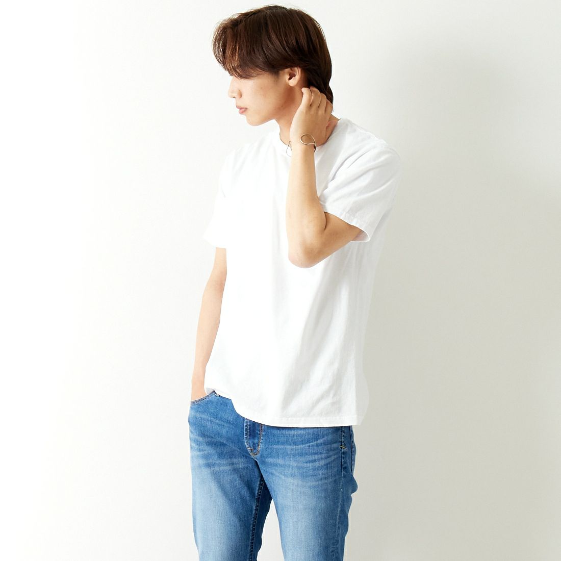 Good On [グッドオン] ショートスリーブポケットTシャツ [GOST0903C] WHITE &&モデル身長：179cm 着用サイズ：L&&