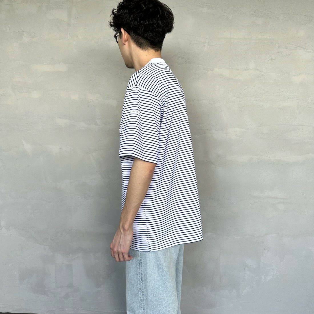ORCIVAL [オーシバル] クルーネックボーダーTシャツ [OR-C0338CCF] WHITE/BLUE &&モデル身長：168cm 着用サイズ：5&&