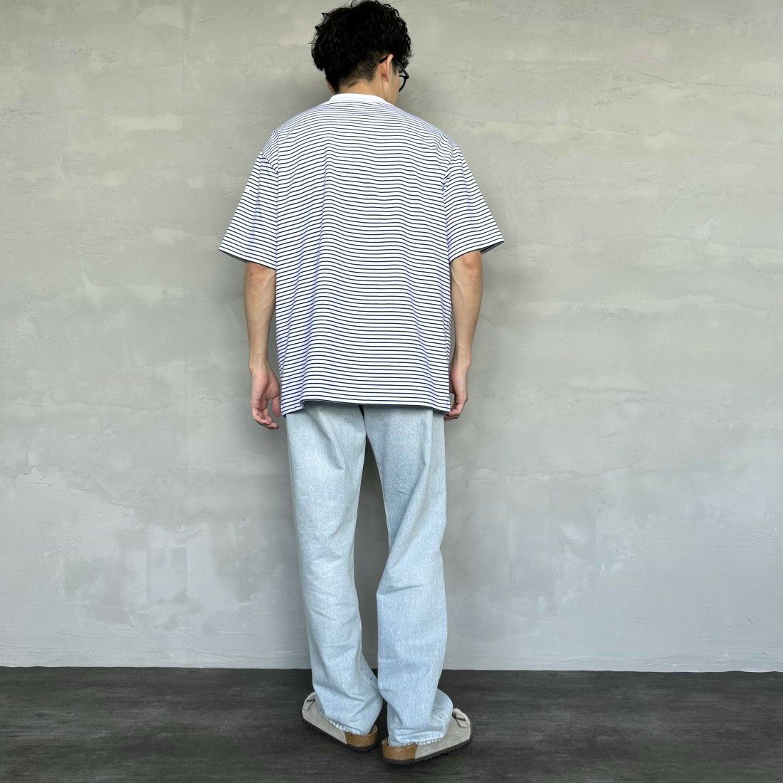 ORCIVAL [オーシバル] クルーネックボーダーTシャツ [OR-C0338CCF] WHITE/BLUE &&モデル身長：168cm 着用サイズ：5&&