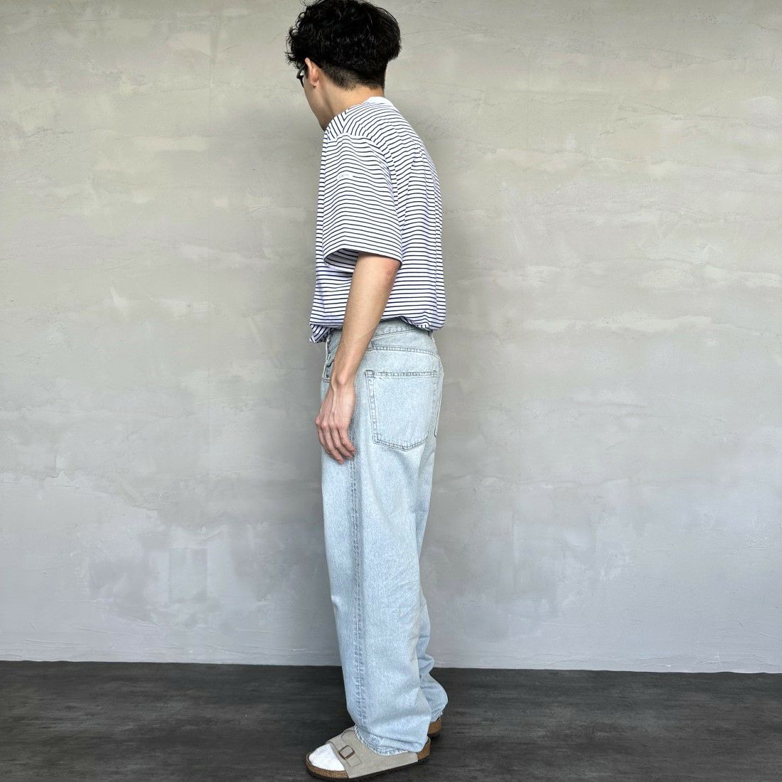 ORCIVAL [オーシバル] クルーネックボーダーTシャツ [OR-C0338CCF] WHITE/BLUE &&モデル身長：168cm 着用サイズ：5&&